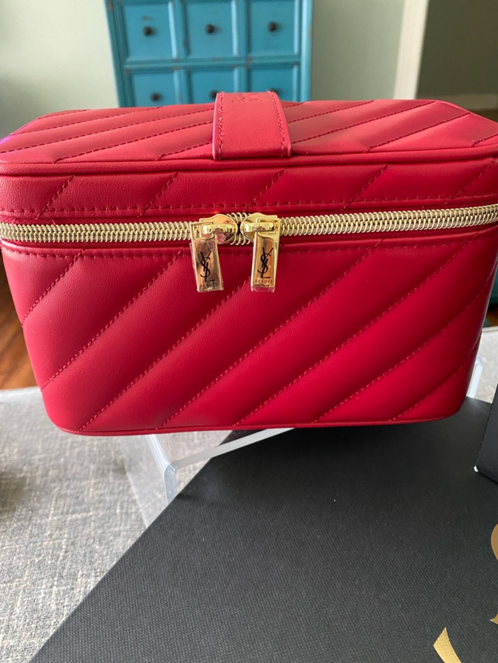 YSL Red Quilted Vanity Case